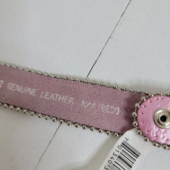 Nocona Girls Pink Leather Cowgirl Belt Sz 22 Horse Foal Silver Oval Belt Western - Picture 5 of 12